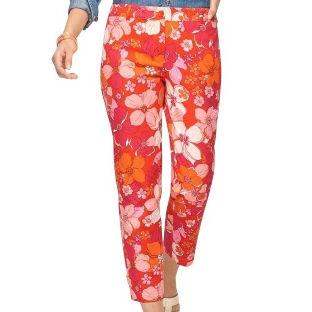 Talbots Perfect Crop Pant Floral 8 Petite Statement Resort Chic‎ Preppy Vacation